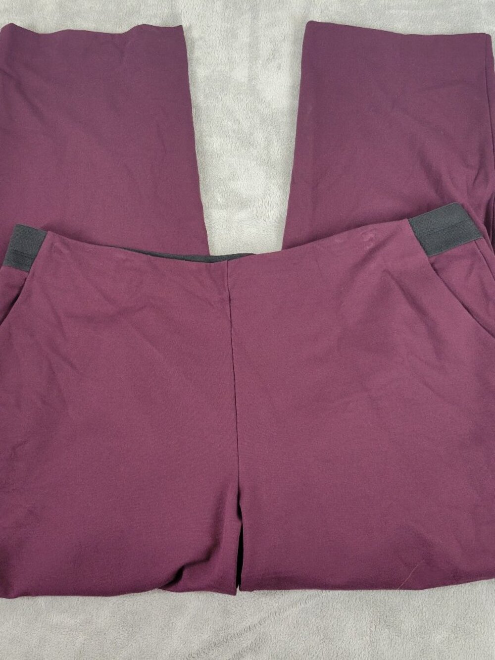 Liz Claiborne Audra Pants 1X Plus Size Purple Pull On Dress Pockets PUR58E